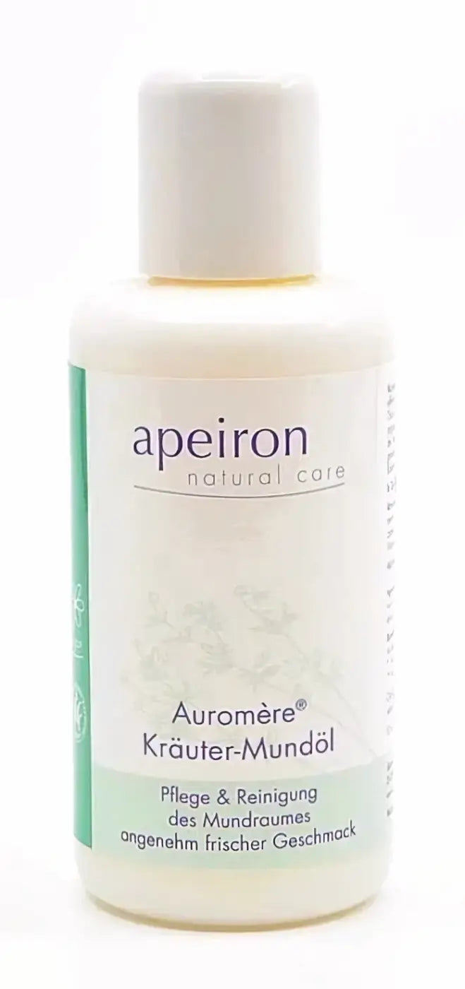 Apiron Kräuter-Mundöl in weißer Plastikflasche, natürliches Mundöl für Zähne und Mundgesundheit, 100 ml
