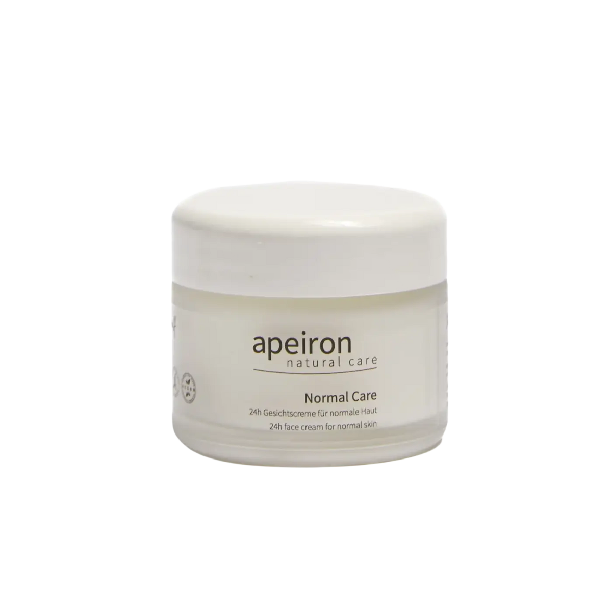 Apeiron Normal Care Körperpflege in weißem, durchsichtigem Glas, Spa Vivent, 50 ml, feuchtigkeitsspendende Pflege für die Haut