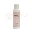 A pale pink apeiron cleansing milk bottle with white cap for sensitive skin in german and english labels 100ml