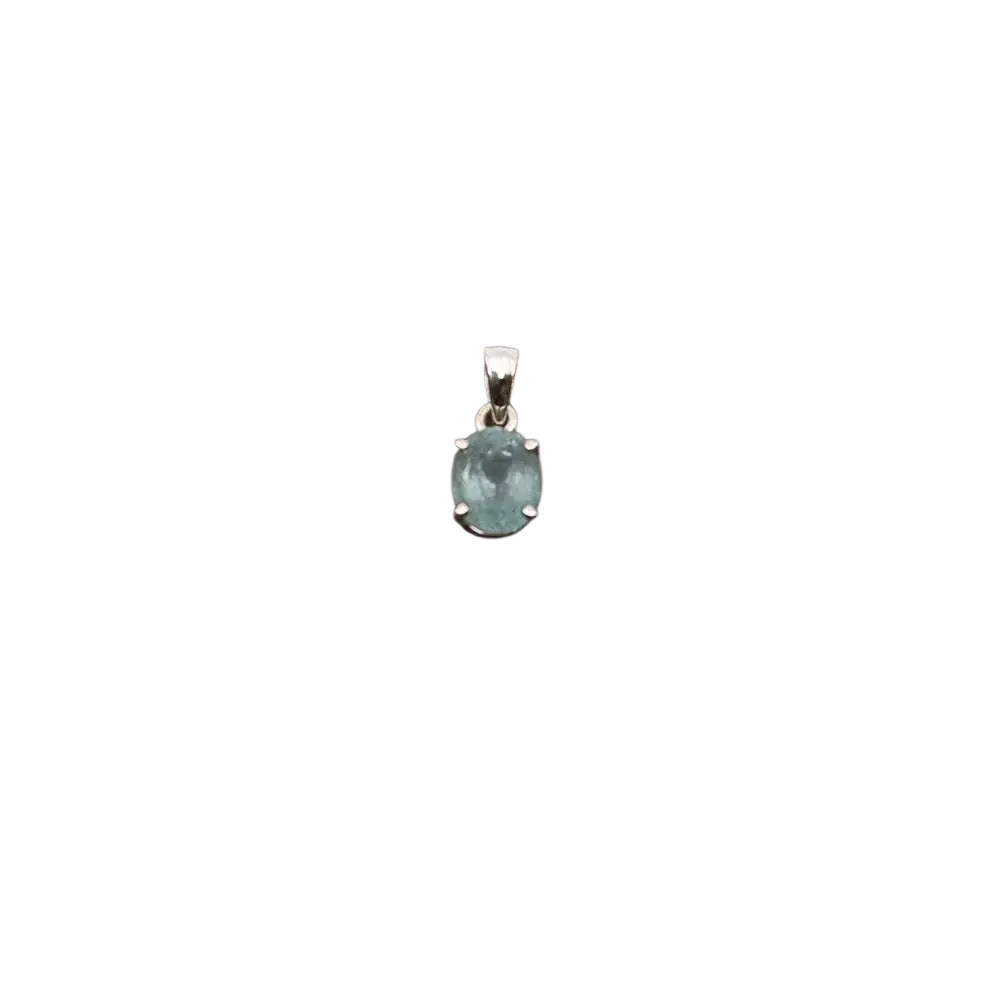 Ein filigraner aquamarin-silberanhänger mit ovalem stein in 925er sterlingsilber von ananta lienhard mana shop