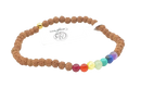 Braunes Armband aus Rudraksha und Chakra-Steinen, GangaPrem Schmuck, strukturiertes Design, spiritueller Schmuck für Chakrenheilung