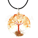 Artisan de madagascar citrin orgonite anhänger baum des lebens mit rotem draht und orangem kristall im resin