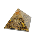 Artisans de Madagascar Metatron Orgonite-Pyramide aus Tigerauge, 7,5 cm, handgefertigter Schmuck mit schimmerndem Edelstein.