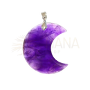 Handgefertigter madagaskar anhänger aus echtem amethyst in halbmond form mit silberfarbener Öse