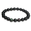 Schwarzes Armband von Artisans de Madagascar mit 8 mm Obsidian-Perlen und Himmelsaugen, elegantes Schmuckstück