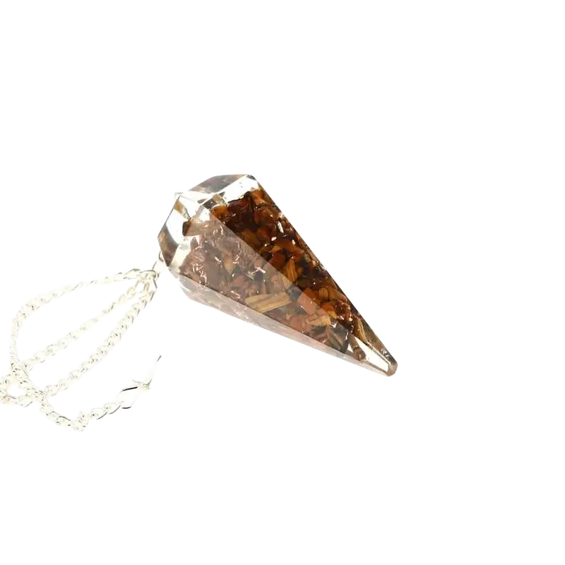Artisans de Madagascar Orgonit-Pendel mit Tigerauge, 5 cm, handgefertigtes Pendel mit natürlichen Stein- und Metallbestandteilen