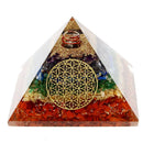 Orgonit-Pyramide mit 7 Chakren und Blume des Lebens, Schmuck von Artisans de Madagascar, 7,5 cm hoch