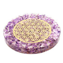 Artisans de Madagascar Schmuck: 10 cm Blume des Lebens Amethyst-Orgonit Tablett, handgefertigt und kunstvoll gestaltet