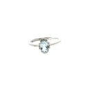 Verstellbarer Fingerring aus versilbertem Messing mit blauem Topas, 6x4 mm Stein, Schmuck von Artisans de Madagascar