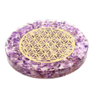 Schmuck-Tablett "Blume des Lebens" mit Amethyst-Orgonit, 10 cm, Kunsthandwerk von Artisans de Madagascar