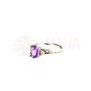 Verstellbare amethyst ringe aus silberbeschichtetem messing mit ovalem stein und blattdesign von kunsthandwerkern aus madagaskar