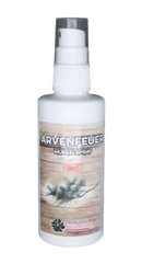 Weiße arvenfeuer muskelspray flasche mit klarem pumpzerstäuber natürliches pflegeprodukt sanft wärmend