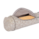 Asana bag cotton maharaja yoga mattentasche aus baumwolle in taupe silber mit grauem muster und reißverschlussverschluss
