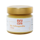 Bio Ashvagandha Ghee (Ghritam) von Ayucare, goldfarbenes, schimmerndes Ghee in einem Glasbehälter, öle & fette natürliche Qualität