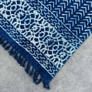 Handgefertigtes Indigo-Hamamtuch von AW Artisan, 170x120 cm mit Seedha Arrows Muster, weiches Baumwolltuch, traditionelles Design.
