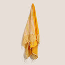 Gelber Baumwoll-Sarong vom Marken Lunghi, 100x180 cm, mit lockerer Passform und lebendigem Farbdesign.