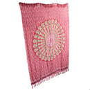 Rosa Lunghi Sarong Pareo mit Mandala-Muster, 140x100cm, von AW Artisan, aus leichter, bunter Baumwolle.