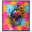 Doppelbettdecke, Ritualtuch und Wandteppich mit Totenkopf-Design, Baumwolle, 230x200 cm, AW Artisan Day of the Dead Dekoration