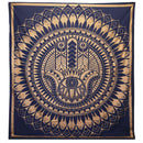 Doppelbettdecke und Wandbehang aus Baumwolle mit Hamsa-Motiv in Goldblau, Ritualtuch von AW Artisan, 230x200 cm.