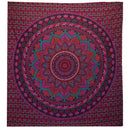 Doppelbettdecke und Wandbehang aus Baumwolle mit Mandala-Design in Violett, Ritualtuch von AW Artisan, 230 x 200 cm
