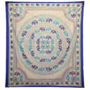 Ritualtuch von AW Artisan mit blauen Elefanten-Mandala-Design, 212 x 193 cm, handgefertigter Wandteppich mit detailreichem Muster