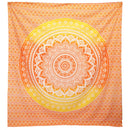 Ritualtuch Mandala Umrao von AW Artisan, orangeener Wandbehang in 212x193 cm mit detailreichem Mandala-Design.