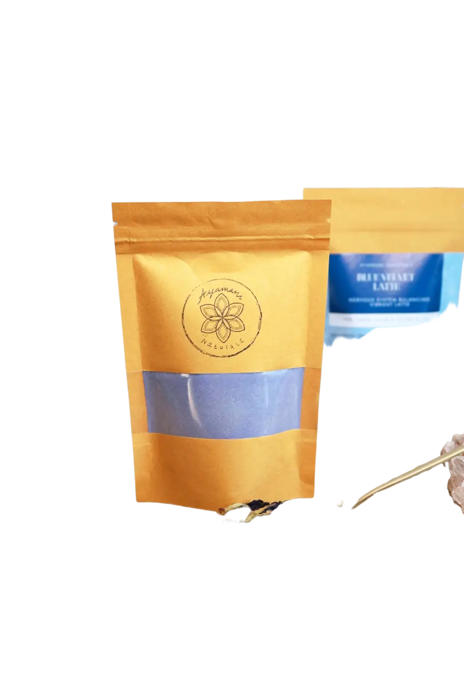 Ayamani Naturals Blauer Samt Latte mit Schmetterlingserbsen-Mischung, cremiger Tee in blauer Farbe, natürliche Zutaten, entspannender Genuss
