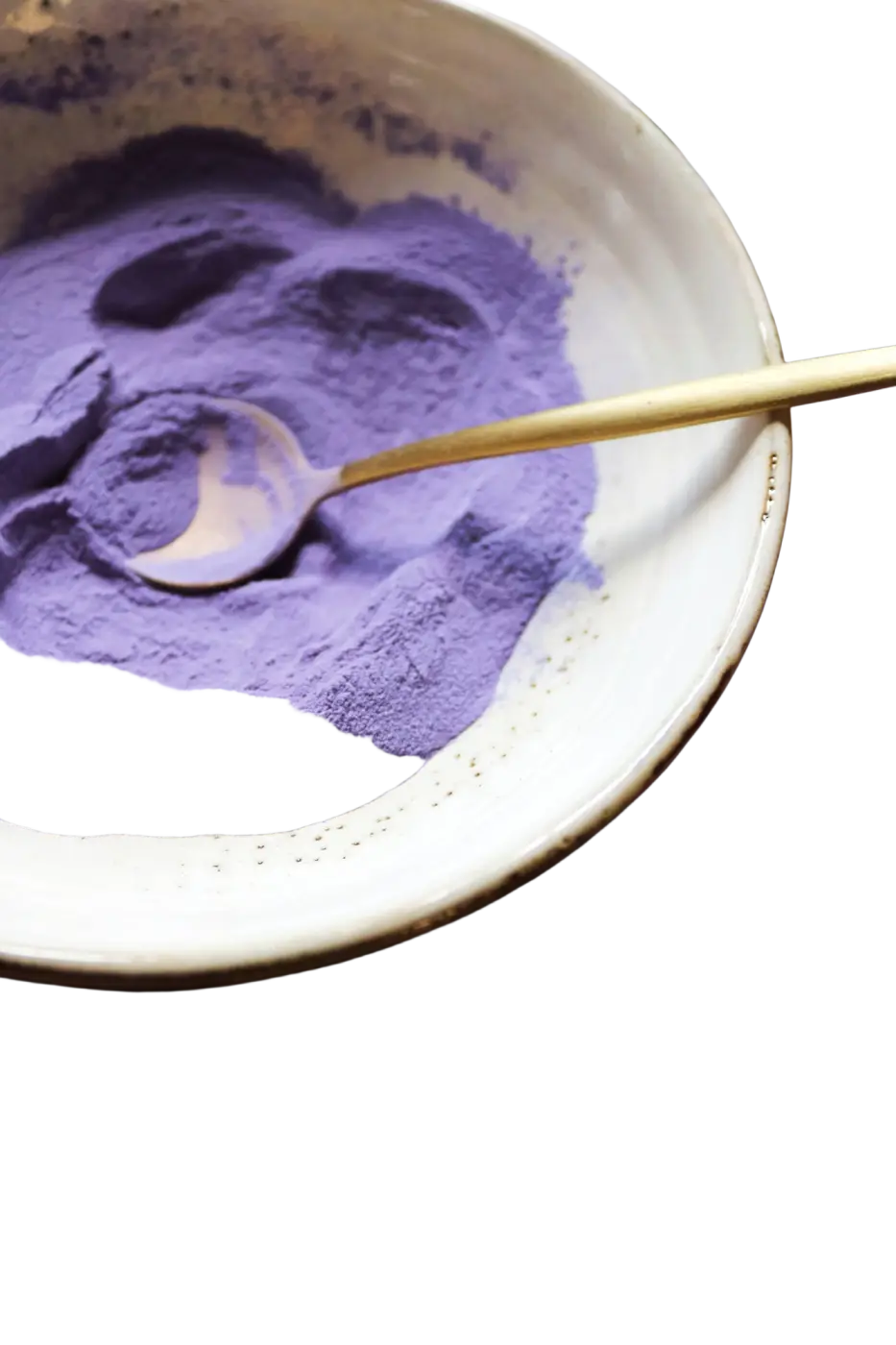 Ayamani Naturals Blauer Samt Latte mit Schmetterlingserbsen-Mischung, cremiger Tee in elegantem Becher, Nahaufnahme