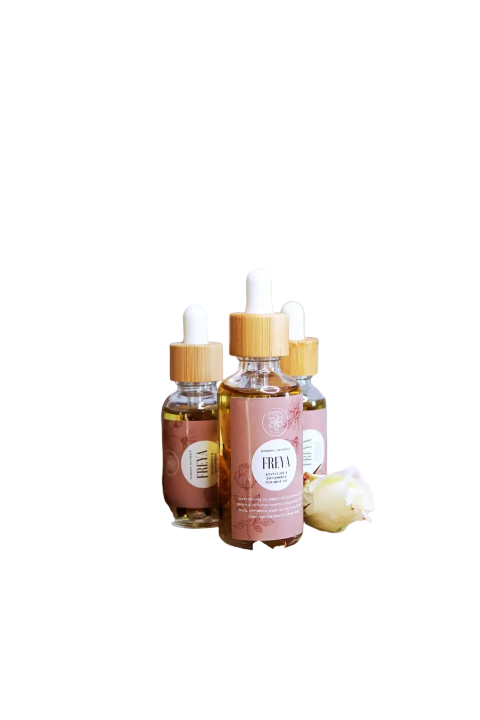 Ayamani Naturals FREYA Öl, feminines Massageöl mit Ritual- und Körperpflege, flüssiges, pflegendes Massageöl in dunkler Flasche