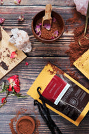 Ayamani Love Choc heiße Schokolade mit rohem Kakao, aphrodisierende Ayamani Naturals, cremige Konsistenz, dunkle Schokoladentafel