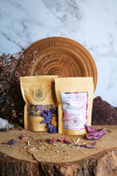Ayamani Naturals Crown Chakra Kräutertee mit Lotus, Rose und Ginseng in 25g Packung, entspannender Tee für das Chakra.