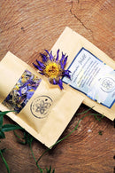 Ayamani Naturals Dream Well Kräutertee in einer Tasse, mit Kräutern und Blättern, ideal für luzides Träumen und Astralprojektion