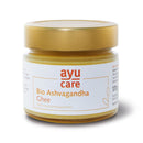 Bio Ashvagandha Ghee (Ghritam) von Ayucare, natürliches Öl & Fett mit ayurvedischer Wirkung, in Glasbehälter sichtbar.
