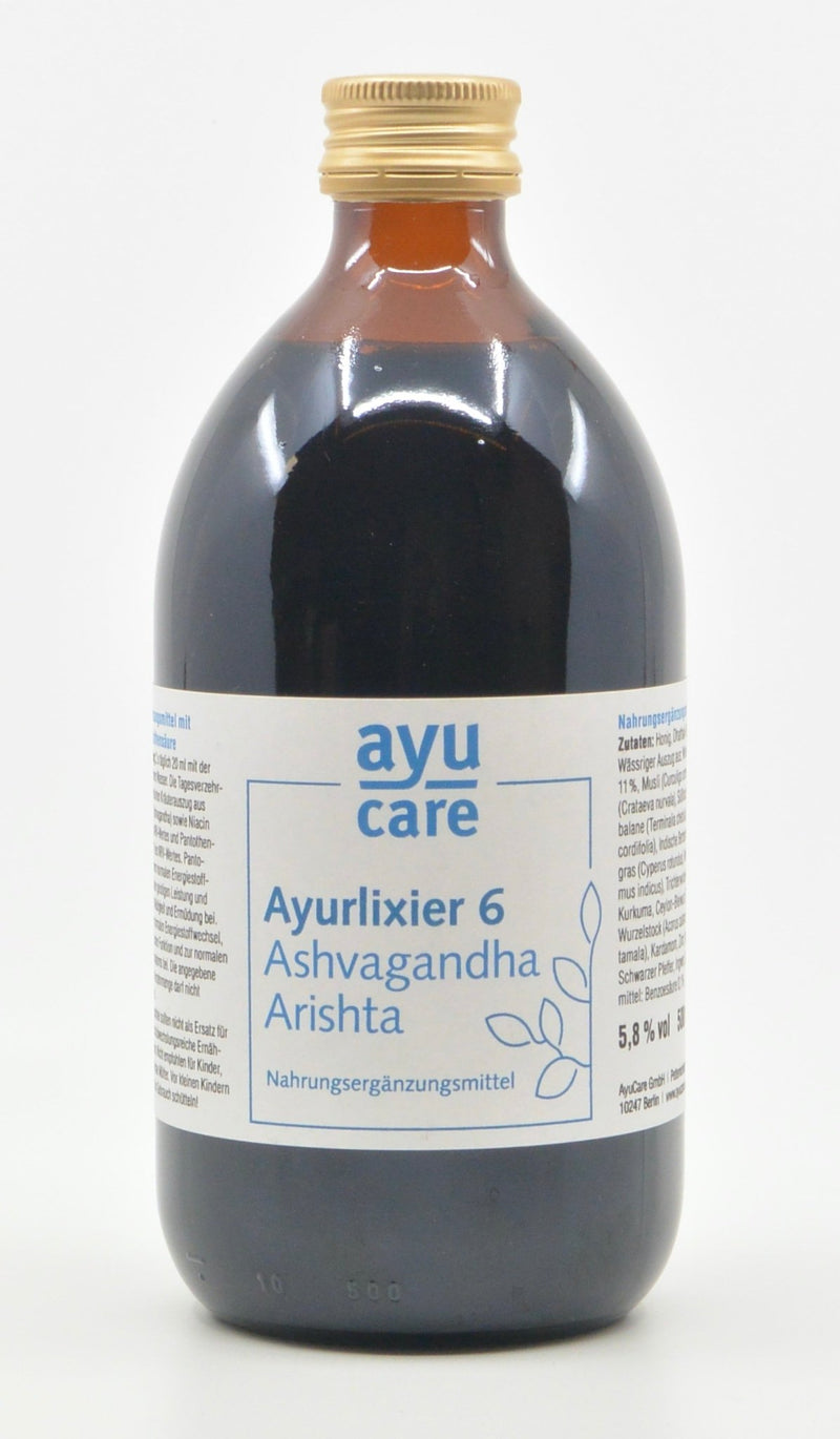 Ayurlixier 6 Ashvagandha Aristha 500ml - Mana Kendra GmbH