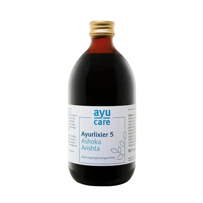 Ayurlixier Ashoka Arishta in 500ml Flasche, ayurvedisches Gärgetränk von Ayucare, bernsteinfarben, natürliche Inhaltsstoffe