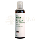 Klarer plastikflasche mit dunkelbraunem ayurveda amla shampoo von valpani by nimi ayurveda für volumen und pflege