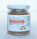 Asafoetida Gewürz von Ayurveda Auténtico, die Königin der Gewürze, in einer transparenten Verpackung sichtbar.