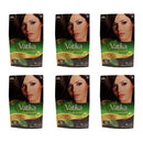 Vatika Henna natürliche Pflanzenhaarfarbe mit Amla und Bhringraj, zeigt das gefärbte Haar in natürlichem Zustand.