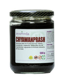 Chyawanprash Ayurveda Auténtico Kräuterelixier in Glasgefäß, traditionelles ayurvedisches Lebensmittel, natürliche Kräuterformel