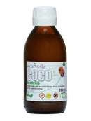 Reines Bio-Kokosnussöl von Ayurveda Auténtico in Glasflasche, flüssig, für Küche und Körper, naturbelassen und kaltgepresst