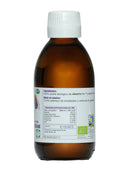 Bio Sesamöl von Ayurveda Auténtico, kaltgepresstes Öl für Kochen und Körperpflege, Flasche mit dunklem Inhalt und goldener Verschluss.