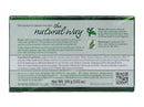 Die Rückseite einer grün-weißen Verpackung für "Vatika Naturals Neem Purifying Soap". Der Text beschreibt die reinigenden Vorteile von Neem und hebt Rosmarin zur Hydratation der Haut hervor, sowie eine Liste der Inhaltsstoffe.