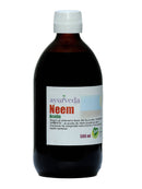 Neemöl von Ayurveda Auténtico, natürliches Pflegeöl für Muskeln und Gelenke, in einer Flasche mit dunklem Glas.