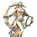 Bronze statue of a goddess with flowing robes in an ornate crescent moon design for ayurveda rhyner shatavari woman thaila 500ml
