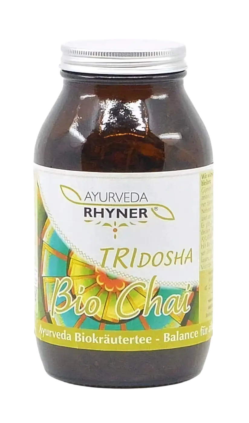 Ayurveda Rhyner Tridosha Chai Tee 70g mit kraftvollen Biokräutern, entgiftend und erwärmend, für eine harmonische Balance.