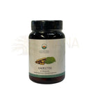Dark amber glasflasche ayurveda spezialist amruth mit turmeric illustration tinospora cordifolia 60 vegacaps ayurvedisch
