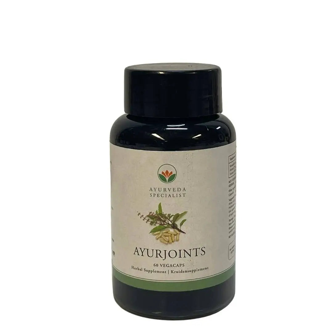 Ayurveda Specialist B.V. Ayurjoints 500 mg Nahrungsergänzung mit ayurvedischen Kräutern für Gelenke und Beweglichkeit, Flasche mit Kapseln