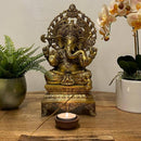 Massive Ganesha Statue aus Messing, 43 cm hoch, spirituelle Dekoration von Ayurveda Specialist B.V.