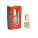 Eine klare glasflasche mit neroli bergamotte duftöl von song of india mit goldfarbener kappe und verzierter etikette bei mana shop