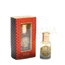 Eine klare glasflasche mit goldfarbenem verschluss und verziertem etikett enthält song of india neroli bergamot duftöl von mana shop